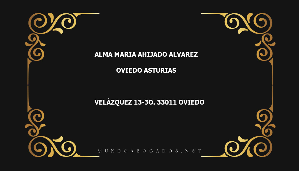 abogado Alma Maria Ahijado Alvarez en la localidad de Oviedo