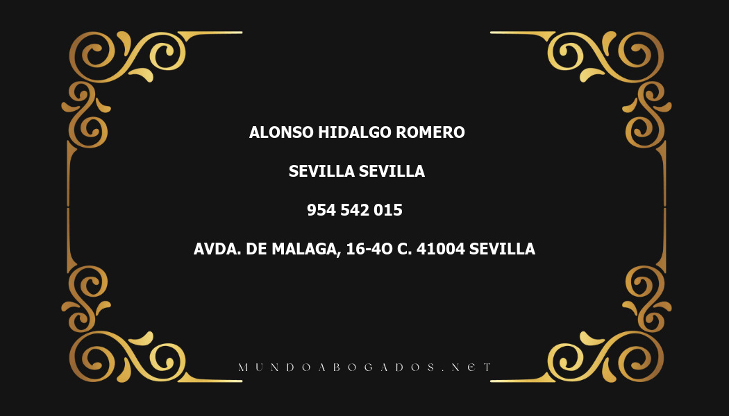 abogado Alonso Hidalgo Romero en la localidad de Sevilla