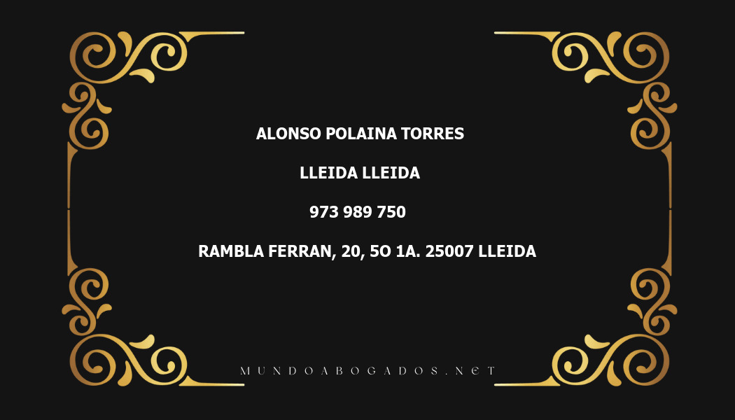 abogado Alonso Polaina Torres en la localidad de Lleida