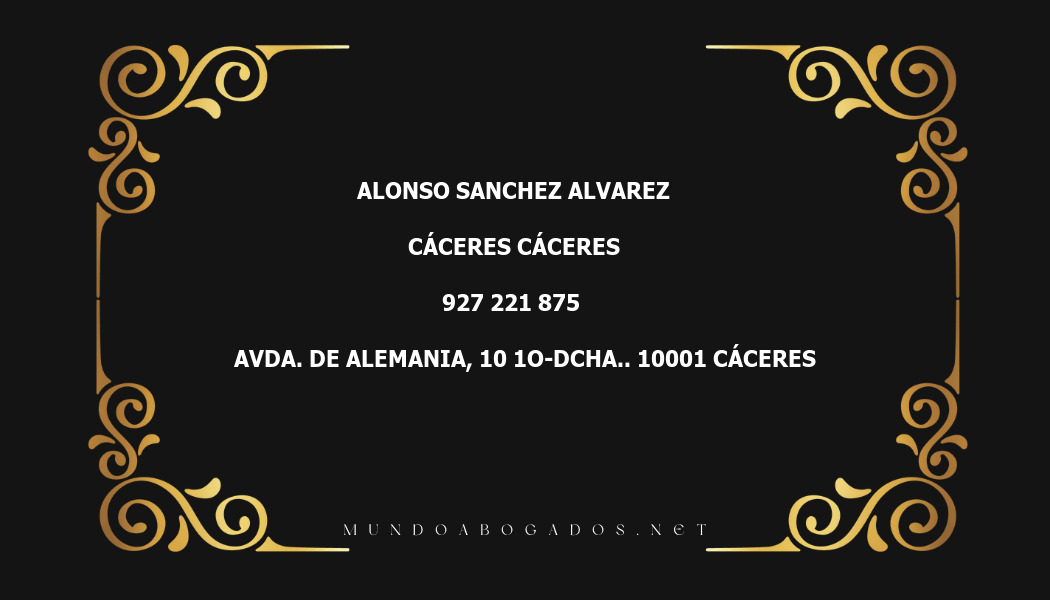 abogado Alonso Sanchez Alvarez en la localidad de Cáceres