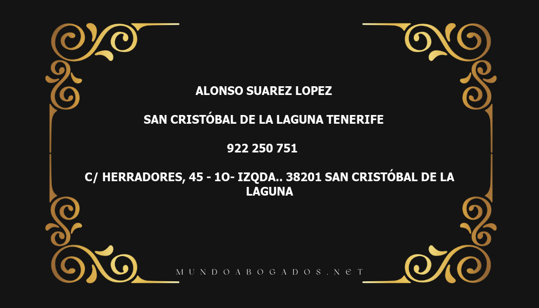 abogado Alonso Suarez Lopez en la localidad de San Cristóbal de La Laguna