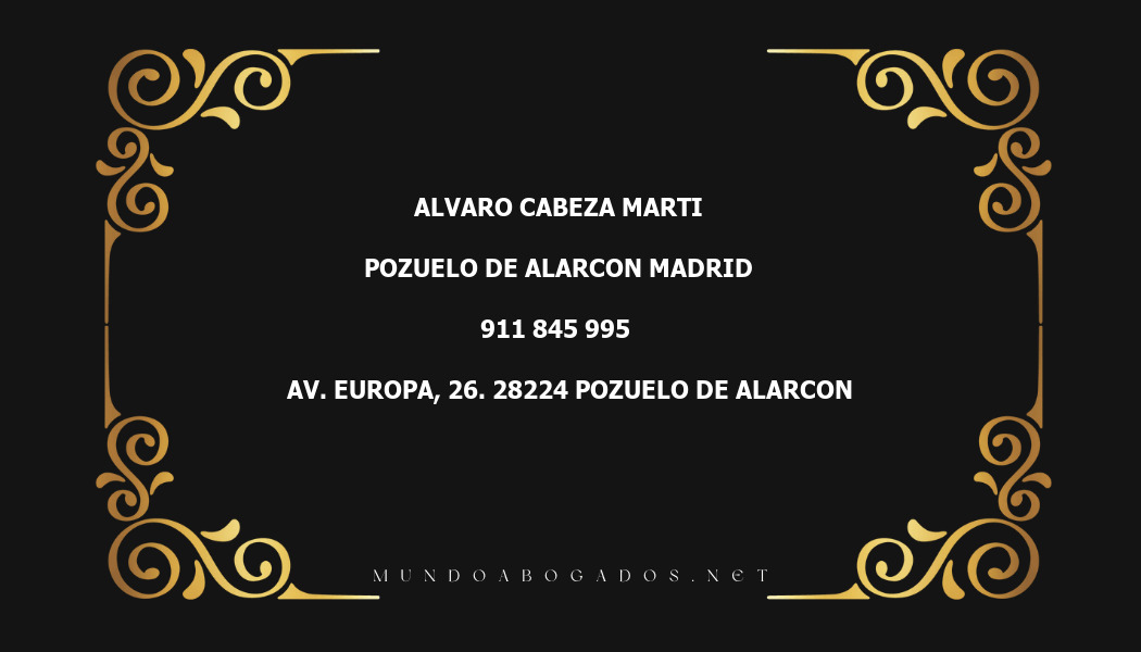 abogado Alvaro Cabeza Marti en la localidad de Pozuelo de Alarcon