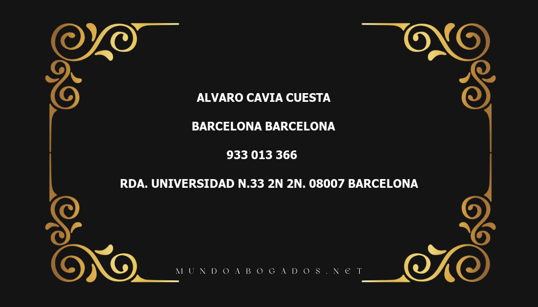 abogado Alvaro Cavia Cuesta en la localidad de Barcelona