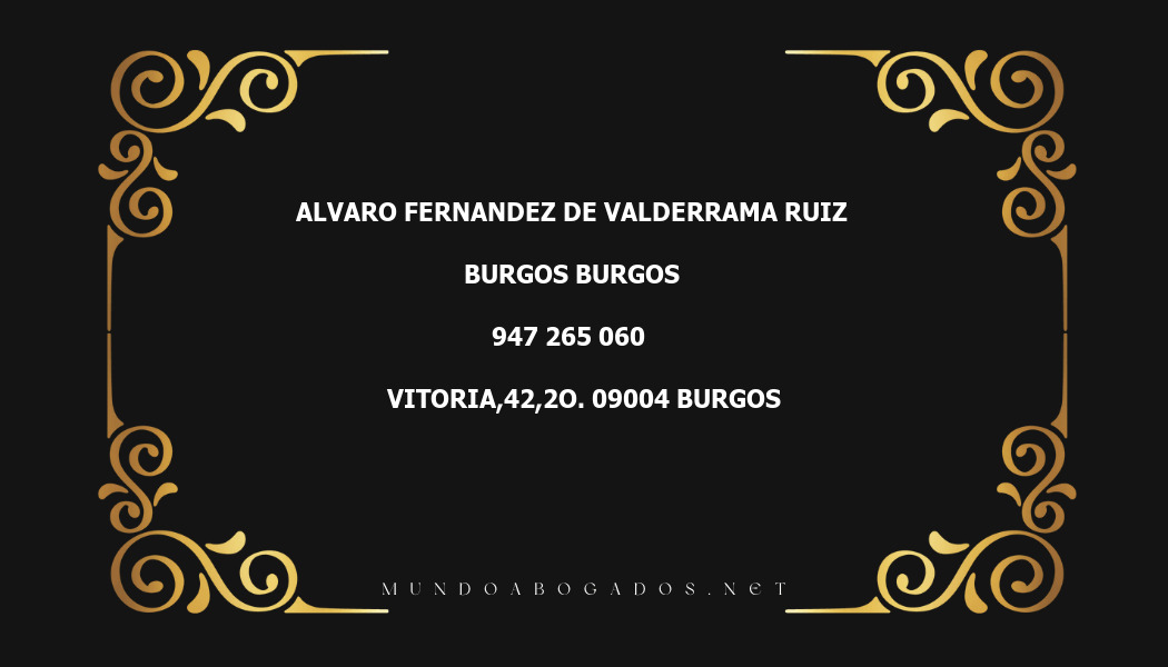 abogado Alvaro Fernandez De Valderrama Ruiz en la localidad de Burgos