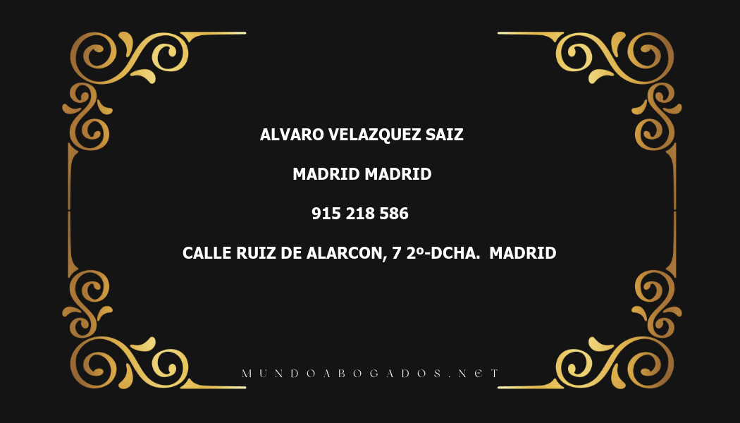 abogado Alvaro Velazquez Saiz en la localidad de Madrid