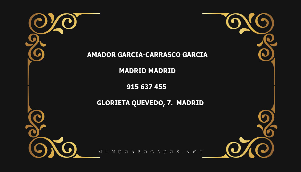 abogado Amador Garcia-Carrasco Garcia en la localidad de Madrid