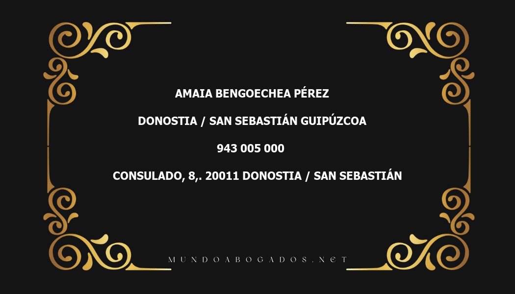 abogado Amaia Bengoechea Pérez en la localidad de Donostia / San Sebastián