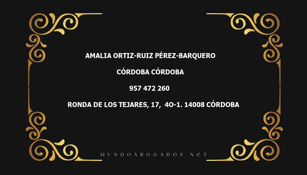 abogado Amalia Ortiz-Ruiz Pérez-Barquero en la localidad de Córdoba