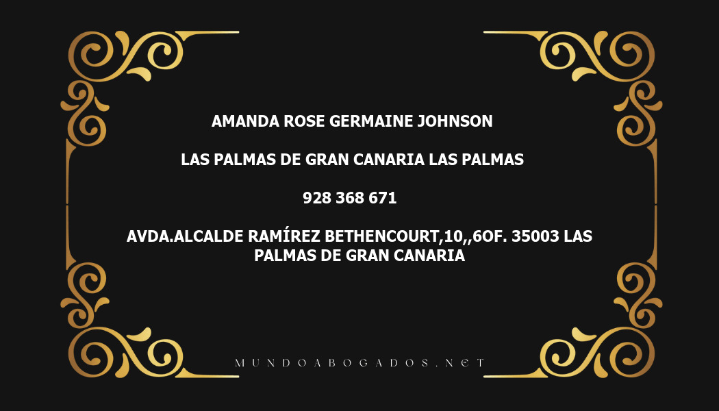 abogado Amanda Rose Germaine Johnson en la localidad de Las Palmas de Gran Canaria