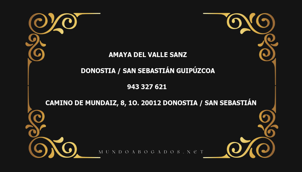 abogado Amaya Del Valle Sanz en la localidad de Donostia / San Sebastián