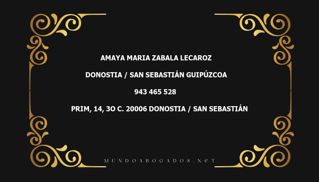 abogado Amaya Maria Zabala Lecaroz en la localidad de Donostia / San Sebastián