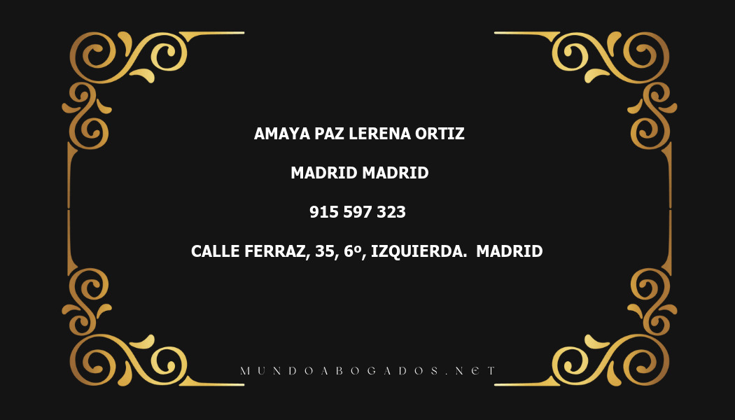 abogado Amaya Paz Lerena Ortiz en la localidad de Madrid