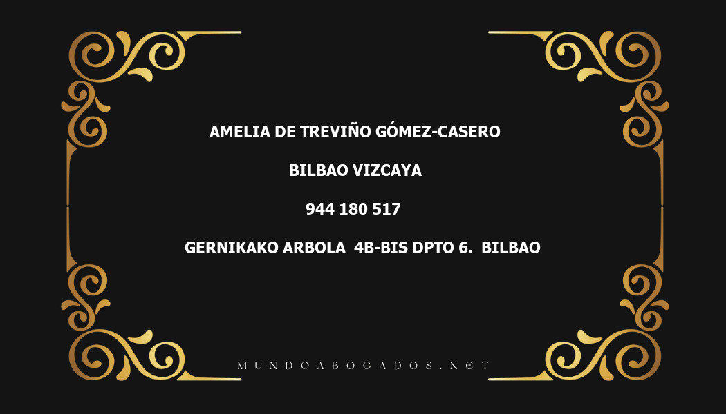 abogado Amelia De Treviño Gómez-Casero en la localidad de Bilbao