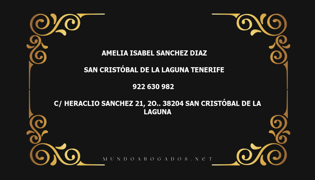 abogado Amelia Isabel Sanchez Diaz en la localidad de San Cristóbal de La Laguna