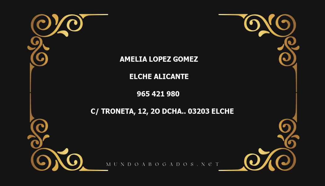 abogado Amelia Lopez Gomez en la localidad de Elche