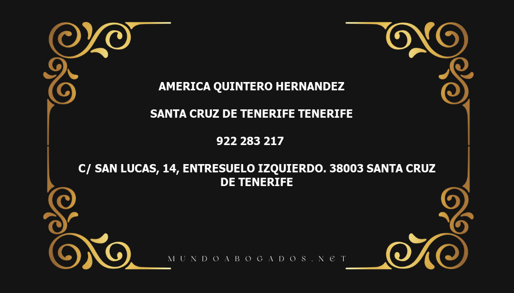 abogado America Quintero Hernandez en la localidad de Santa Cruz de Tenerife