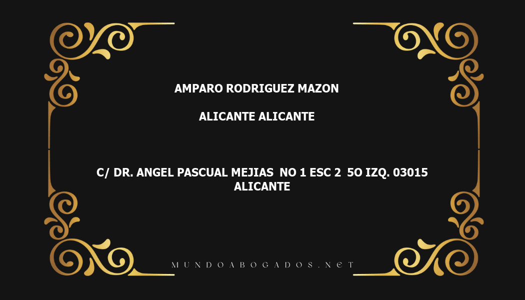 abogado Amparo Rodriguez Mazon en la localidad de Alicante