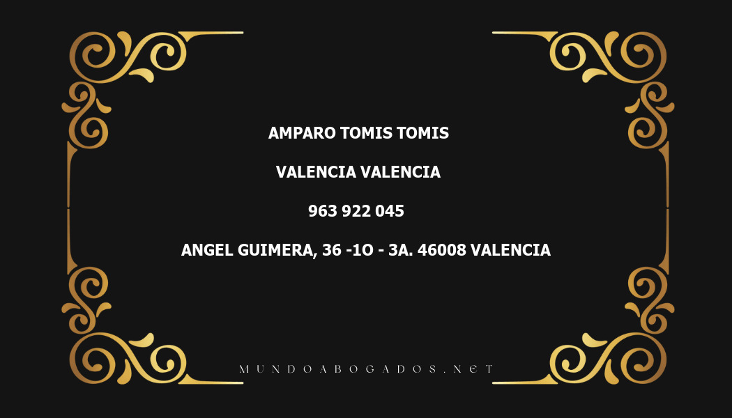 abogado Amparo Tomis Tomis en la localidad de Valencia