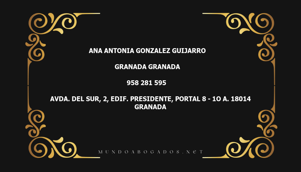 abogado Ana Antonia Gonzalez Guijarro en la localidad de Granada