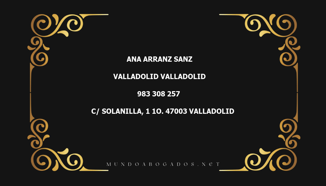 abogado Ana Arranz Sanz en la localidad de Valladolid