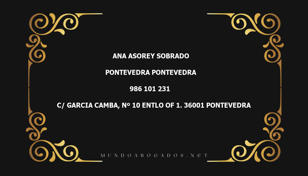 abogado Ana Asorey Sobrado en la localidad de Pontevedra