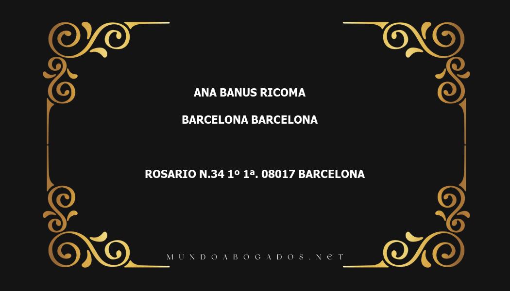 abogado Ana Banus Ricoma en la localidad de Barcelona