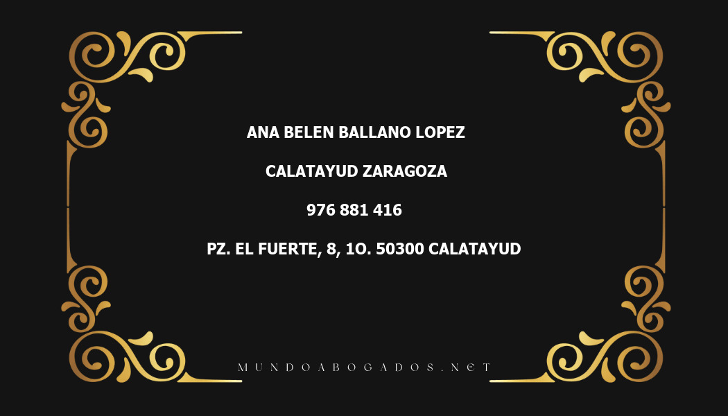 abogado Ana Belen Ballano Lopez en la localidad de Calatayud