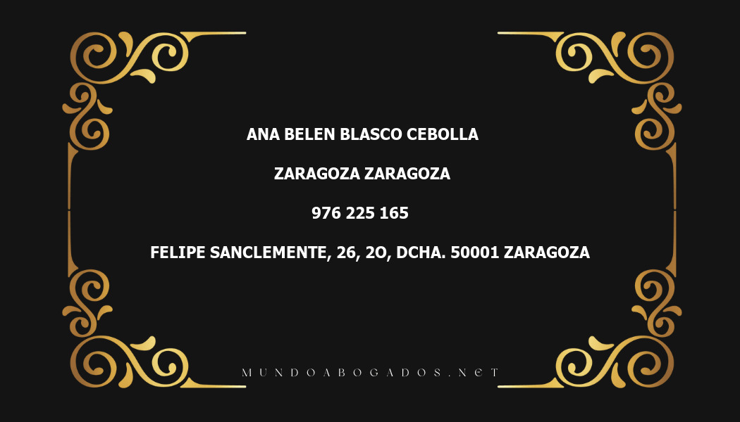 abogado Ana Belen Blasco Cebolla en la localidad de Zaragoza