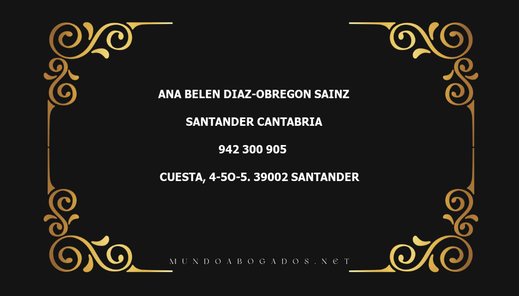 abogado Ana Belen Diaz-Obregon Sainz en la localidad de Santander