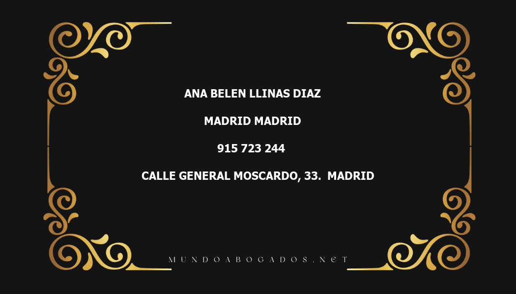 abogado Ana Belen Llinas Diaz en la localidad de Madrid