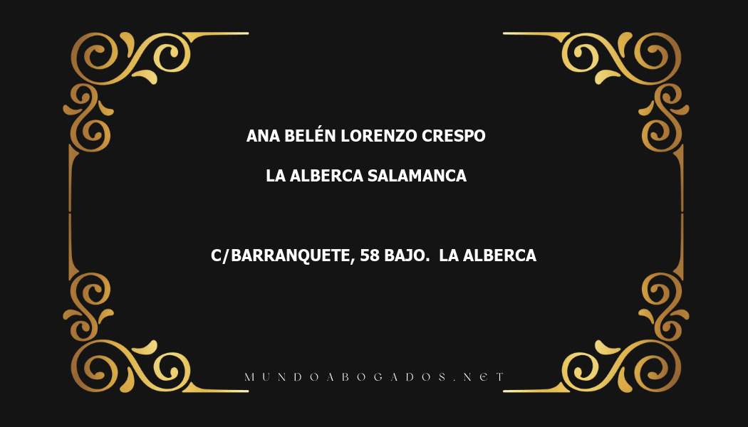 abogado Ana Belén Lorenzo Crespo en la localidad de La Alberca