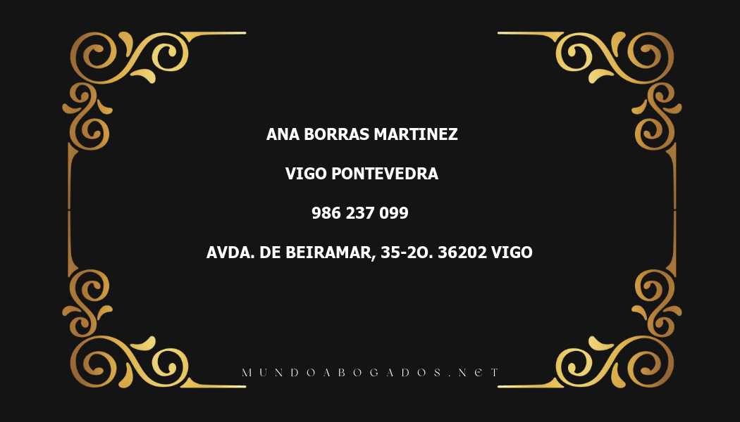 abogado Ana Borras Martinez en la localidad de Vigo