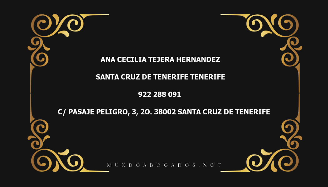 abogado Ana Cecilia Tejera Hernandez en la localidad de Santa Cruz de Tenerife