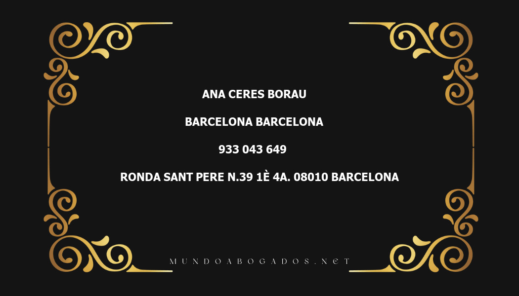 abogado Ana Ceres Borau en la localidad de Barcelona