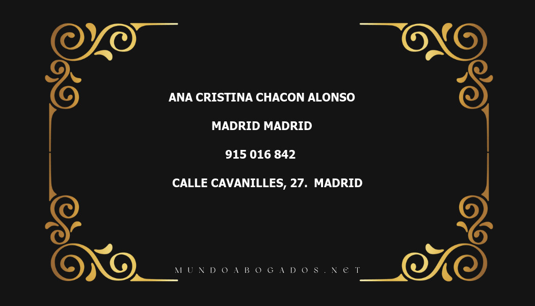 abogado Ana Cristina Chacon Alonso en la localidad de Madrid