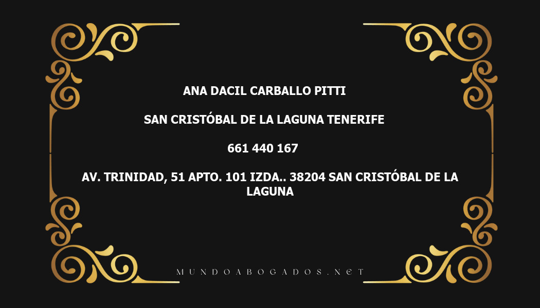 abogado Ana Dacil Carballo Pitti en la localidad de San Cristóbal de La Laguna