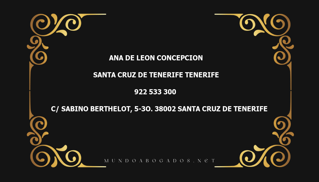 abogado Ana De Leon Concepcion en la localidad de Santa Cruz de Tenerife