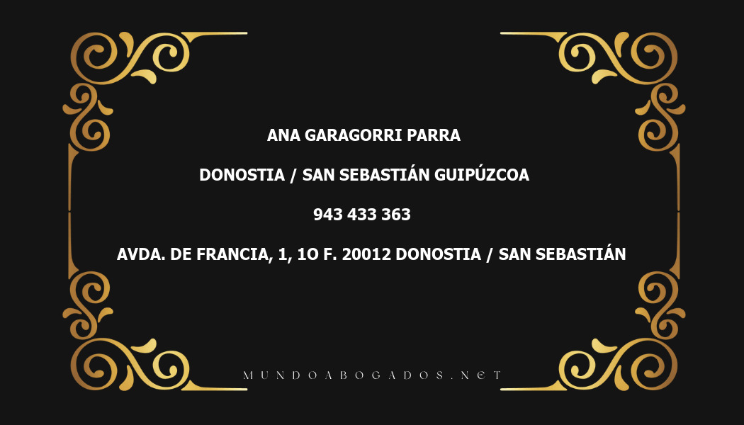 abogado Ana Garagorri Parra en la localidad de Donostia / San Sebastián