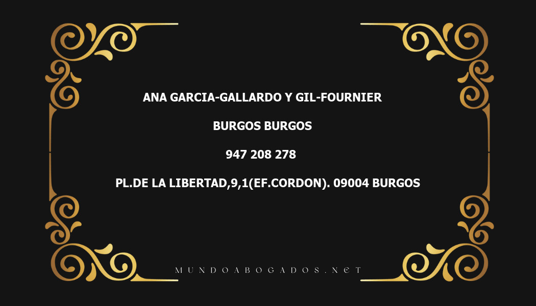 abogado Ana Garcia-Gallardo Y Gil-Fournier en la localidad de Burgos