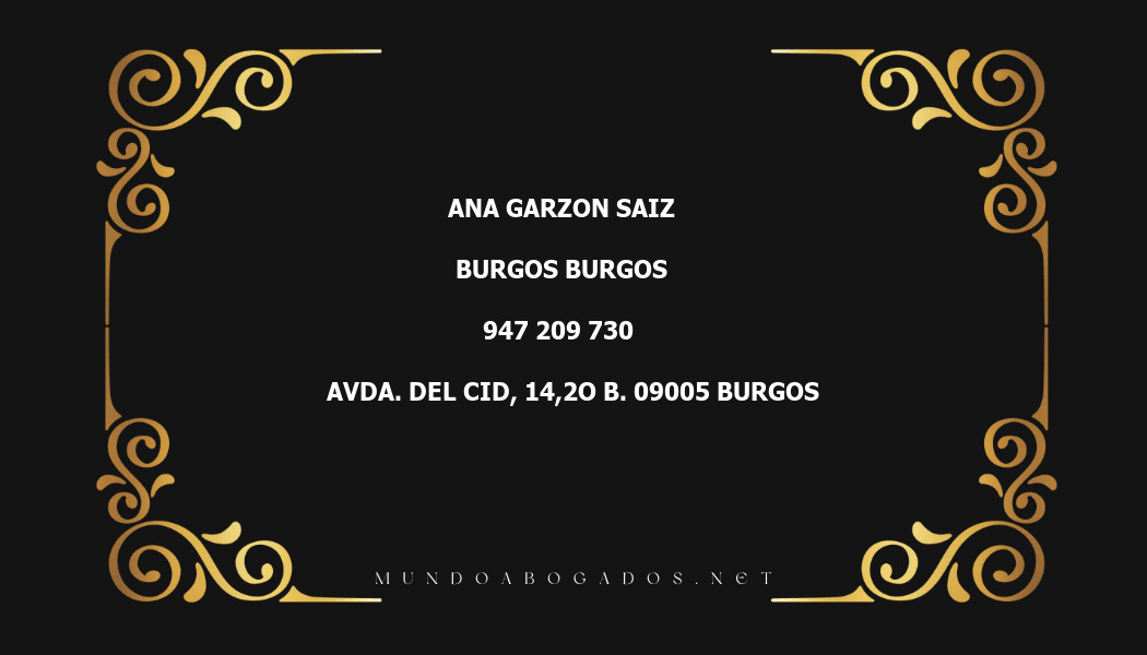 abogado Ana Garzon Saiz en la localidad de Burgos