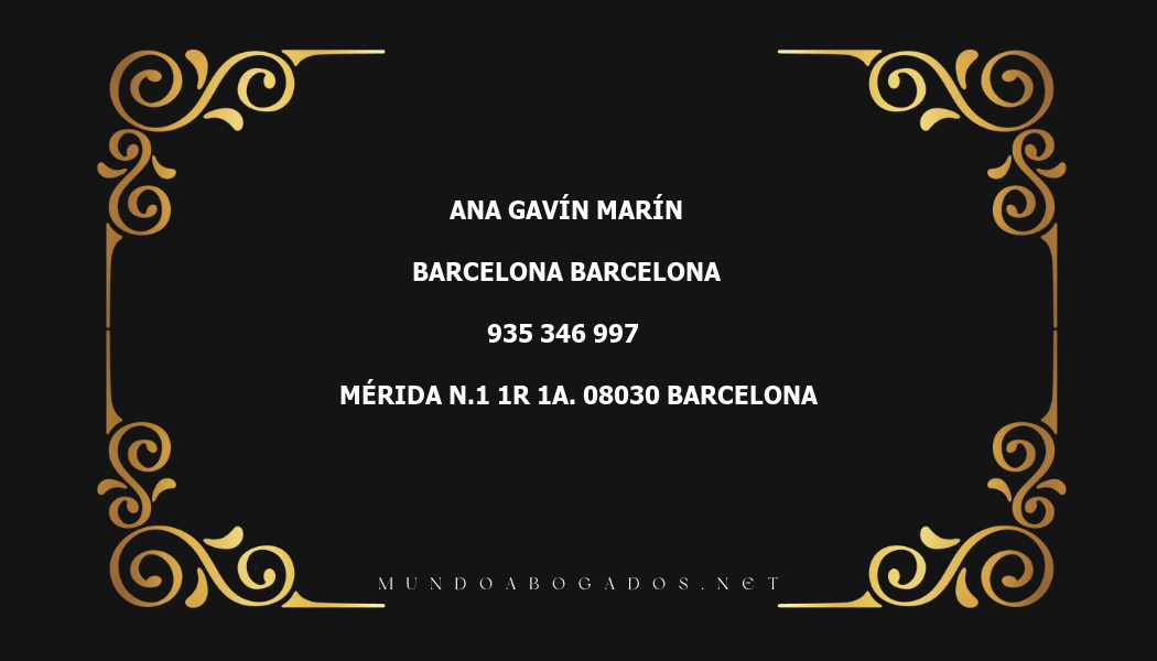 abogado Ana Gavín Marín en la localidad de Barcelona