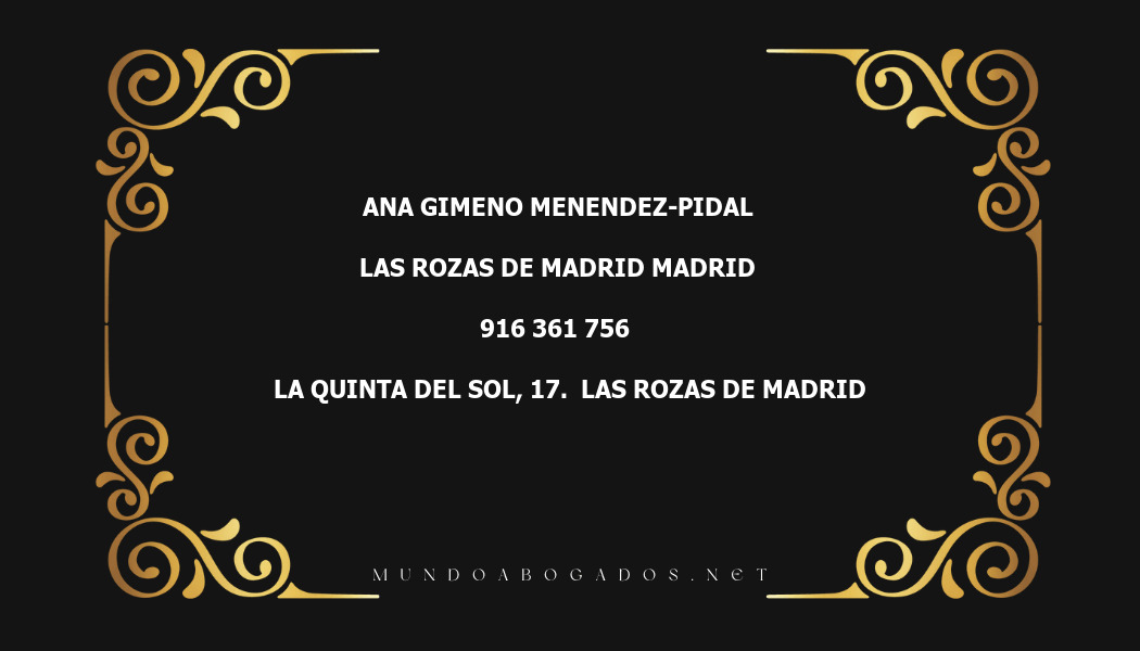 abogado Ana Gimeno Menendez-Pidal en la localidad de Las Rozas de Madrid