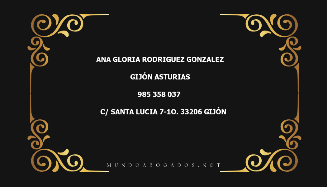 abogado Ana Gloria Rodriguez Gonzalez en la localidad de Gijón