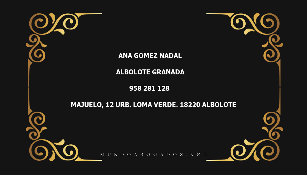 abogado Ana Gomez Nadal en la localidad de Albolote