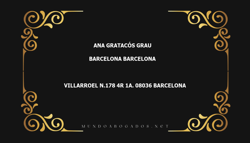 abogado Ana Gratacós Grau en la localidad de Barcelona