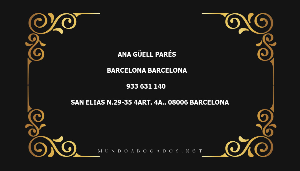 abogado Ana Güell Parés en la localidad de Barcelona