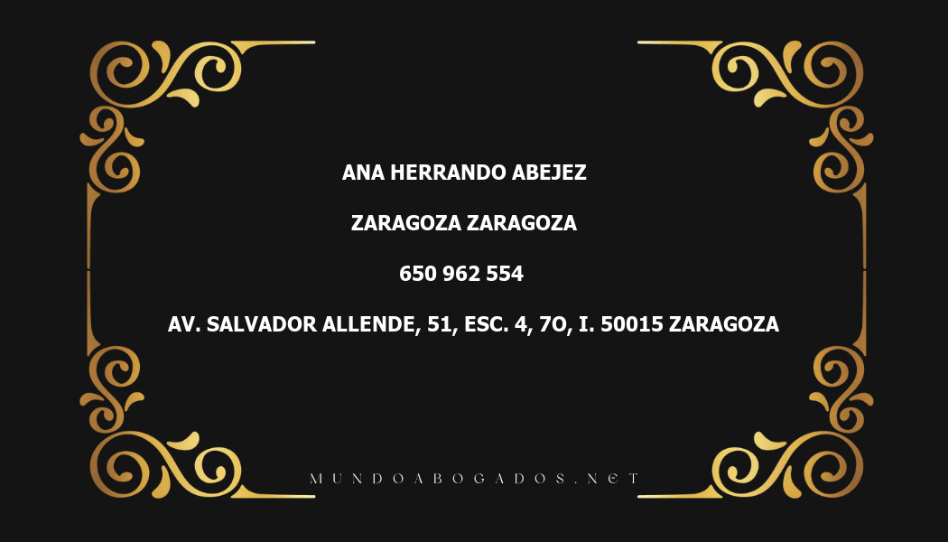 abogado Ana Herrando Abejez en la localidad de Zaragoza