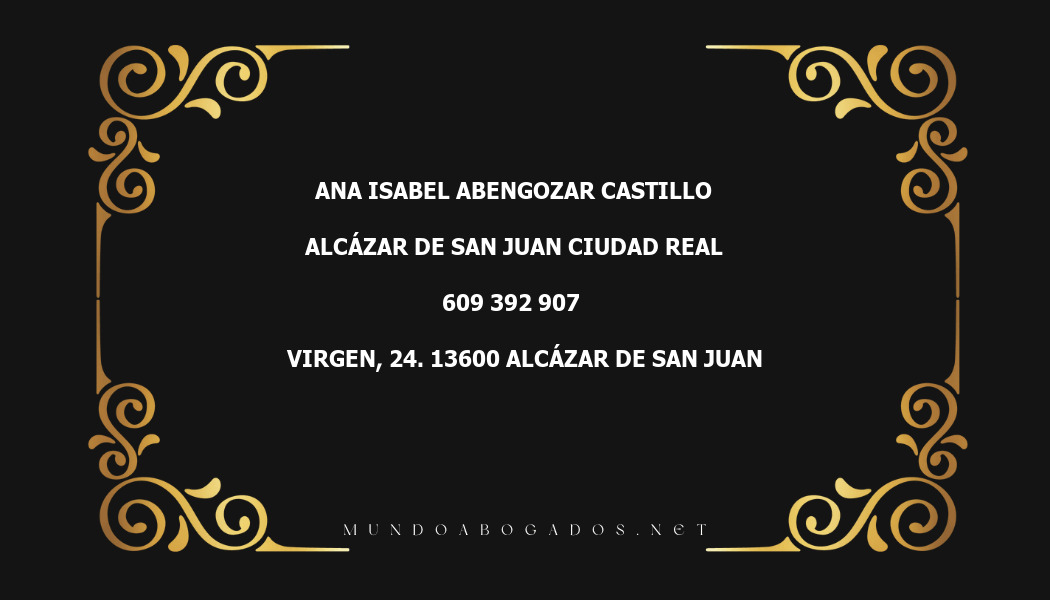 abogado Ana Isabel Abengozar Castillo en la localidad de Alcázar de San Juan