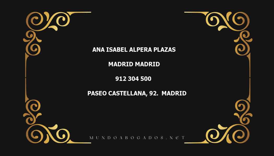 abogado Ana Isabel Alpera Plazas en la localidad de Madrid