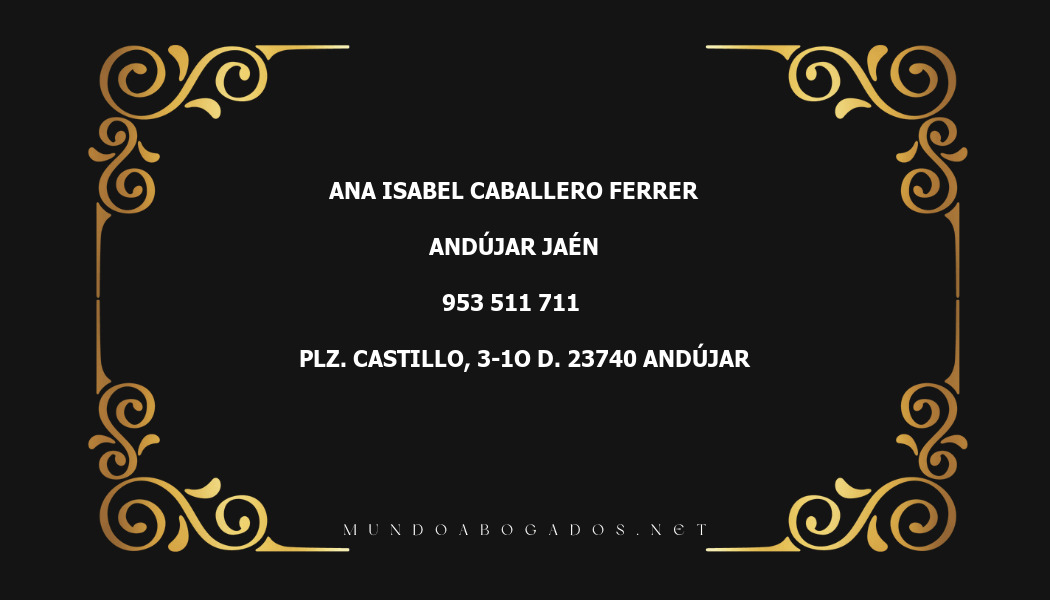 abogado Ana Isabel Caballero Ferrer en la localidad de Andújar